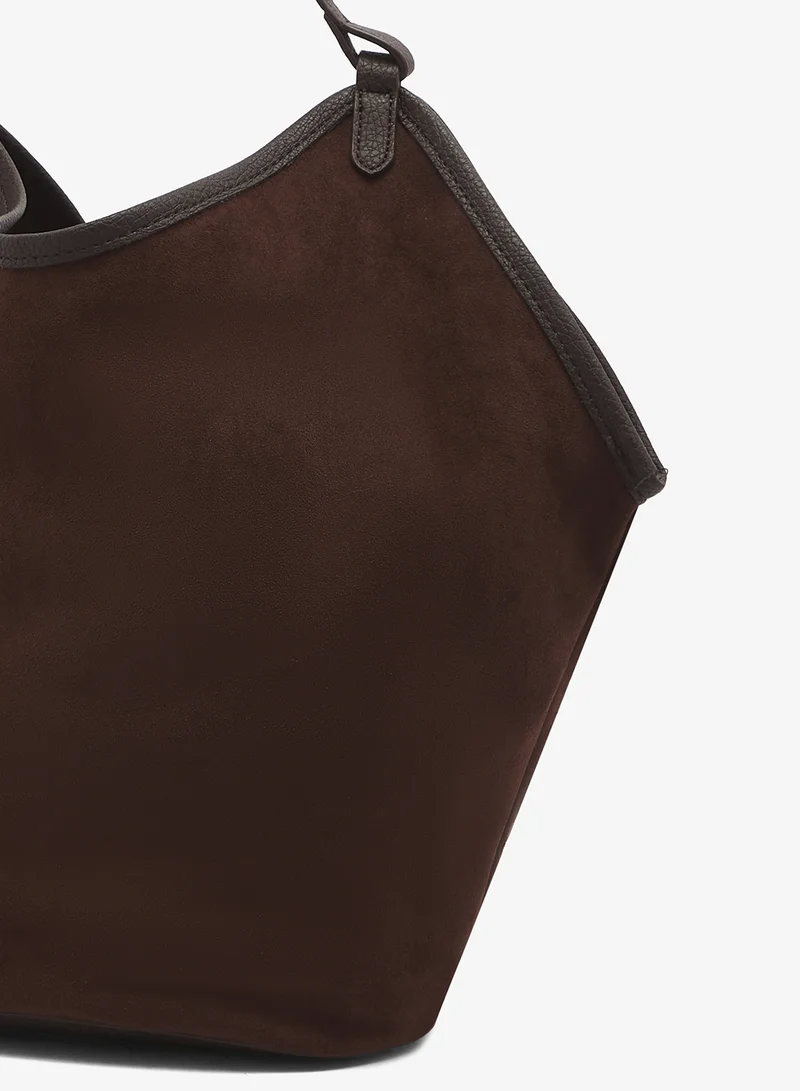 ELLA Mocha suede slouch tote for Women | Best Price UAE